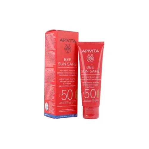 APIVITA BEE SUN SAFE CREME CREME VISAGE ANTI TACHES ANTI AGE TEINTEE SPF50+ 50ML.