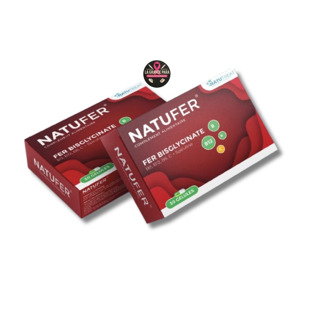 Natufer Fer Bisglycinate 30 Gélules - Anémie Fatigue Grossesse Vitamine B12 - La Grande Para
