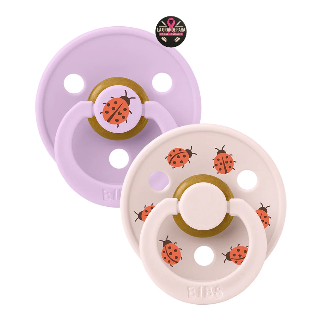 BIBS Studio Colour 2 Pack Ladybug/Violet Sky Petal - Sucettes Design Danois 1