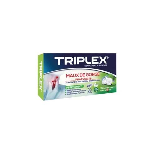 TRIPLEX MAUX DE GORGE PHARYNGITE PEPPERMINT,16COMPRIMES.