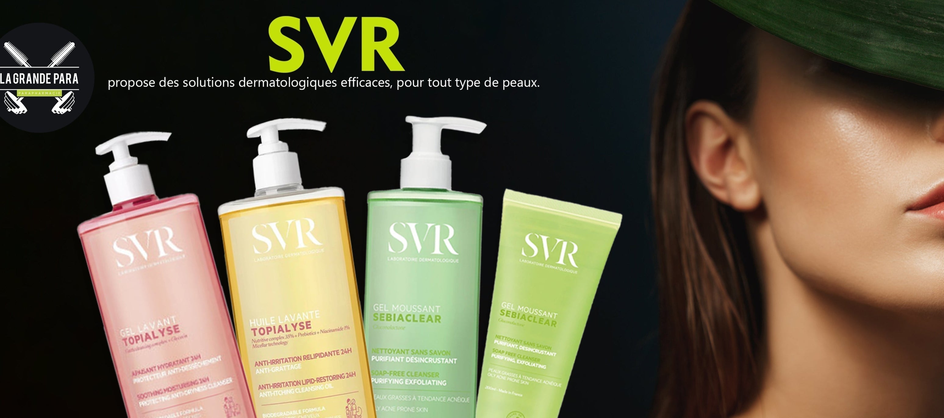 Guide complet gamme SVR Tunisie 2025 - Sun Secure Blur Sebiaclear Topialyse Densitium - La Grande Para