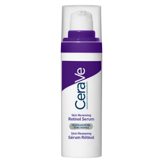 CeraVe Skin Renewing Sérum Rétinol Encapsulé – Flacon pompe blanc et violet