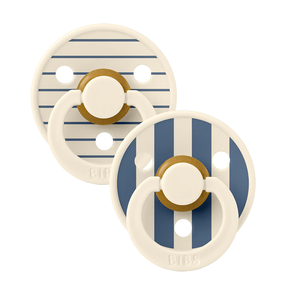 BIBS SUCETTE  PACK 2 Ivory Steel Blue Mix BOUT ROND