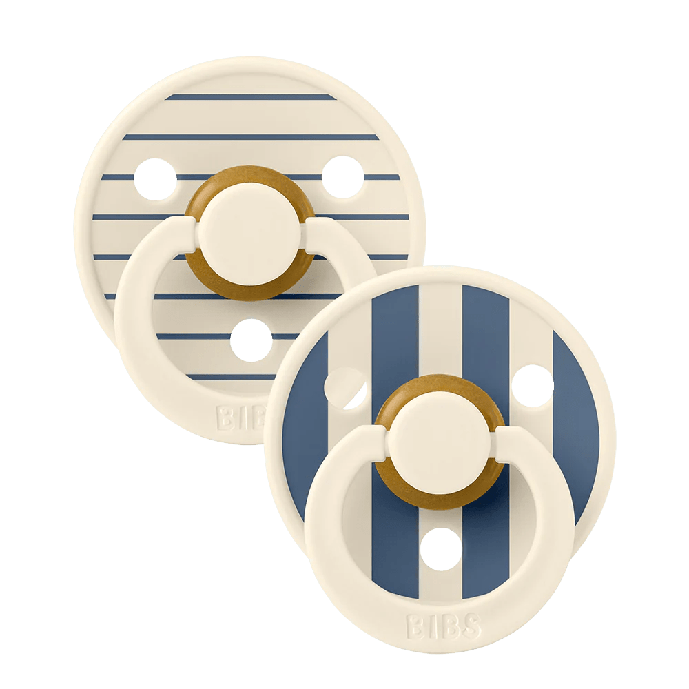 BIBS SUCETTE  PACK 2 Ivory Steel Blue Mix BOUT ROND.