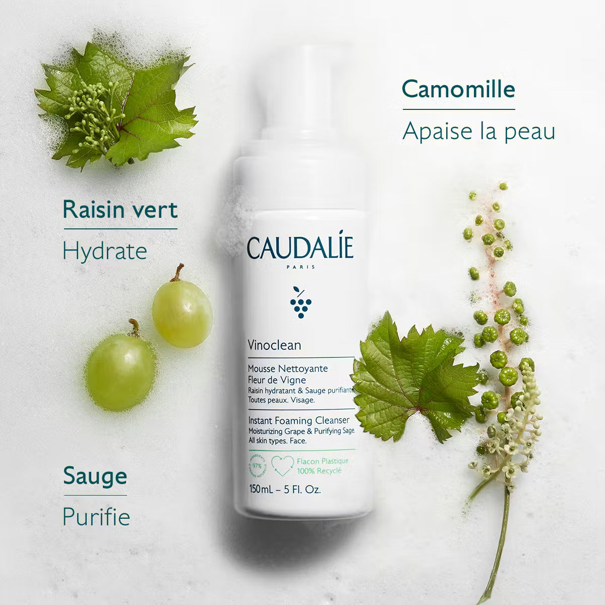 Caudalie Vinoclean Mousse Nettoyante Fleur de Vigne 150ml 3