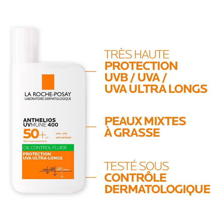 ANTHELIOS FLUIDE OIL CONTROL UVMUNE 400 AVEC PARFUM SPF50+.