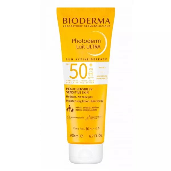 Bioderma PHOTODERM Lait Ultra Invisible SPF50+ 200ml – Peaux Sensibles - La Grande Para