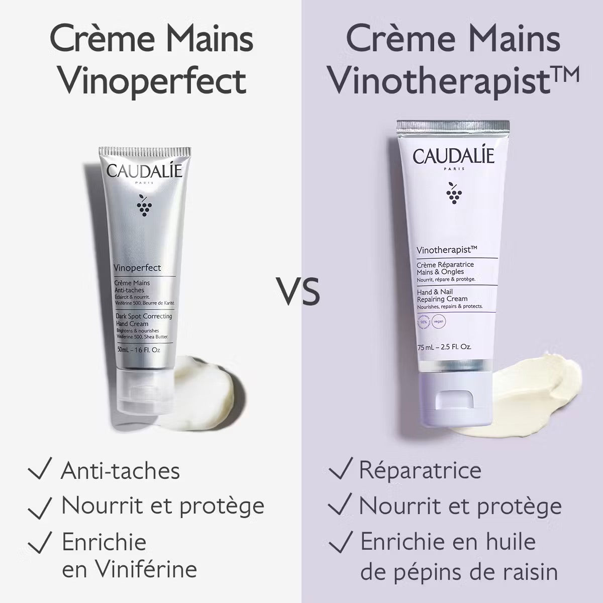 Caudalie Vinotherapist Crème Réparatrice Mains et Ongles 75ml - La Grande Para