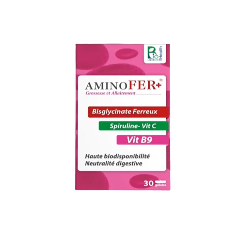 Biohealth Aminofer Plus Grossesse et Allaitement, 30 Gélules.