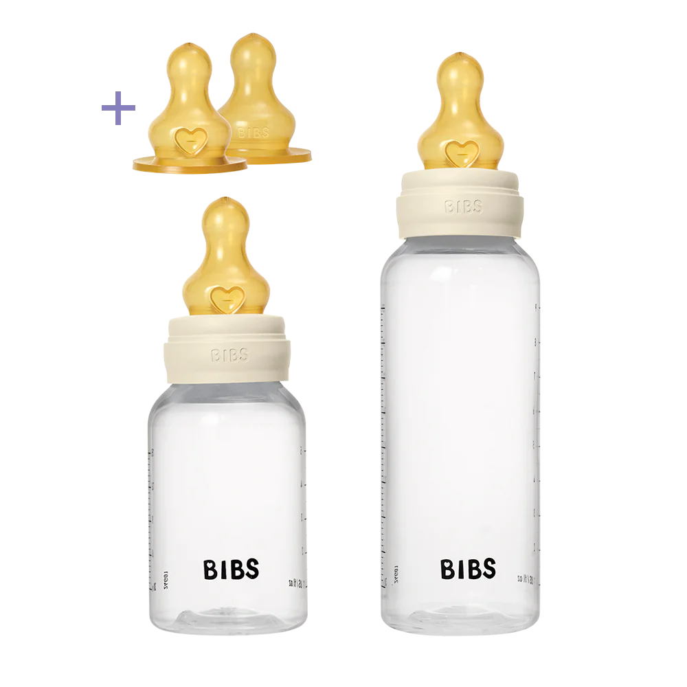 BIBS COFFRET Baby Bottle Grow and Flow set 150ml/270ml Latex - Ivory