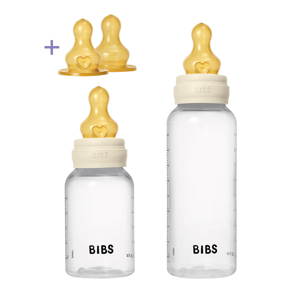 BIBS COFFRET Baby Bottle Grow and Flow set 150ml/270ml Latex - Ivory.