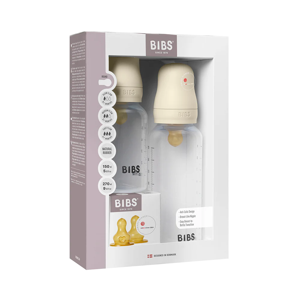 BIBS COFFRET Baby Bottle Grow and Flow set 150ml/270ml Latex - Ivory