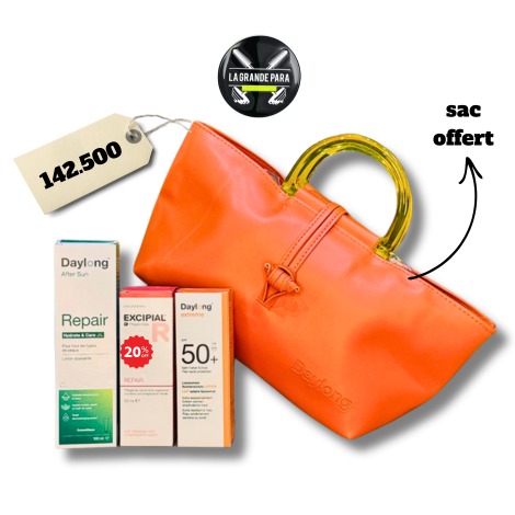 DAYLONG COFFRET SOLAIRE DAYLONG LAIT 50ML+ DAYLONG AFTER SUN+EXCIPIAL REPAIR(-20%) +SAC GRATUIT(ce produit n'est pas éligible au code promo)