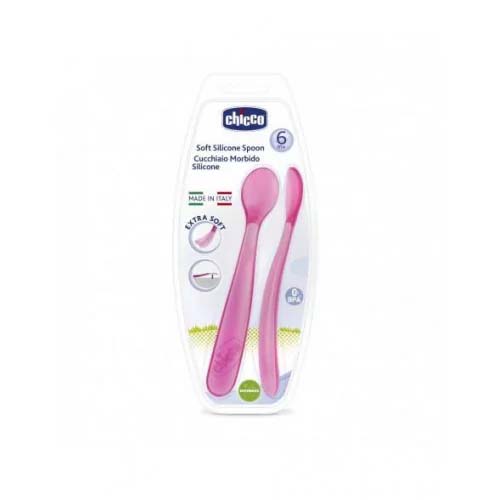 CHICCO 2 CUILLERE SILICONE, 6M+