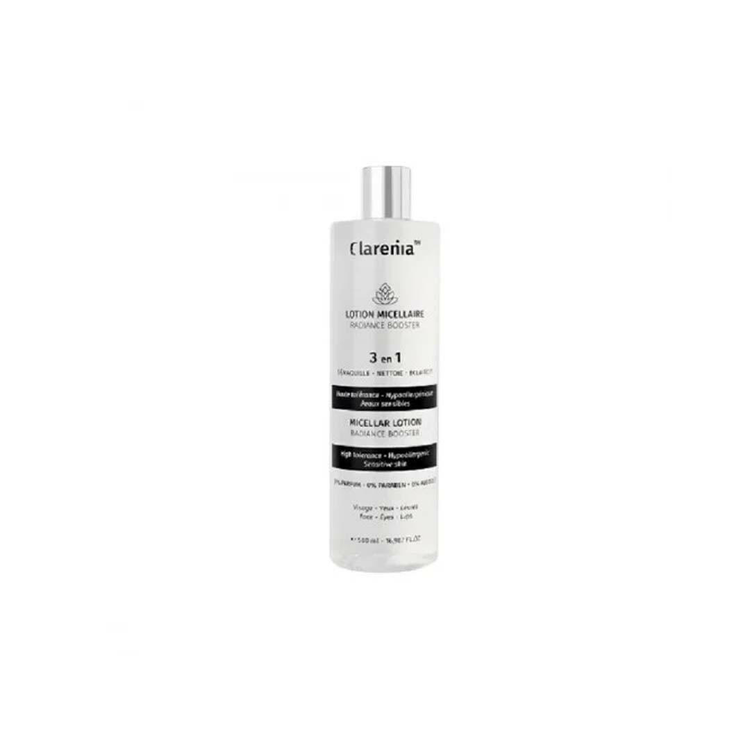 CLARENIA EAU MICELLAIRE RADIANCE BOOSTER 3EN1, 500ML.