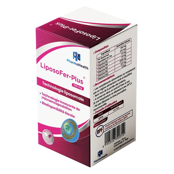 LiposoFer-Plus® 60 Gélules - Fer Liposomal & Vitamines B 1