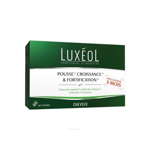 LUXEOL COMPLEMENT ALIMENTAIRE POUR CHEVEUX: POUSSE, CROISSANCE & FORTIFICATION 90 GELULES.