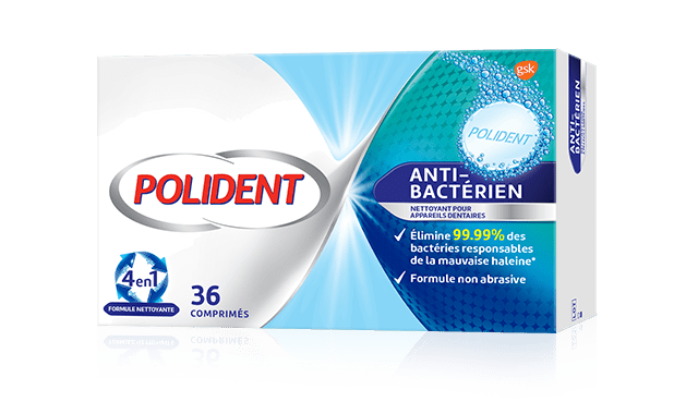 POLIDENT ANTI-BACTÉRIEN NETTOYANT 36 COMPRIMES.