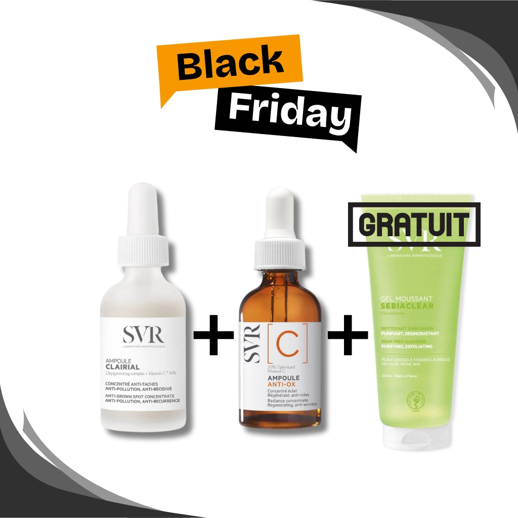 🔥 BLACK FRIDAY SVR Pack Clairial 30ml + Ampoule C 30ml + Gel Sebiaclear GRATUIT | Anti-Taches Éclat 1
