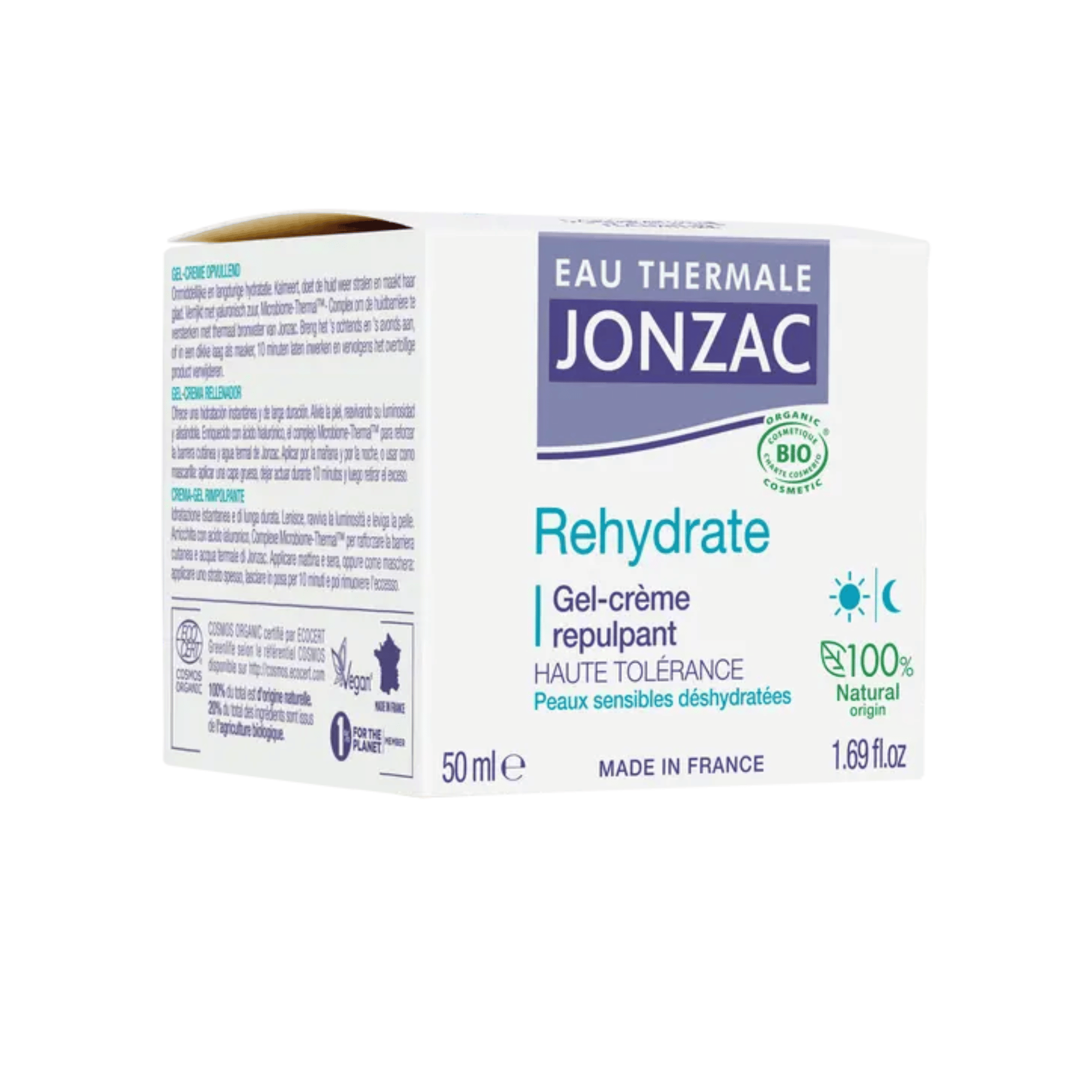 JONZAC REHYDRATE Gel - Crème Repulpant Bio 50ml - Acide Hyaluronique Eau Thermale - La Grande Para