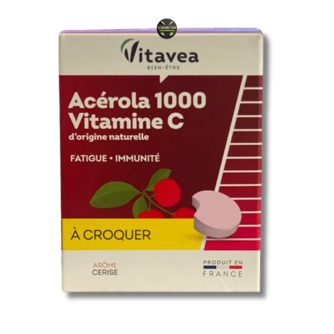 Vitavea Acerola 1000 Vitamine C 28 Comprimés à Croquer - 1000mg Bio | Immunité Énergie - La Grande Para