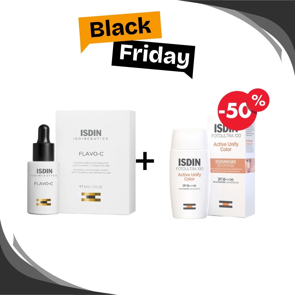 BLACK FRIDAY ISDIN Flavo - C + FotoUltra Active Unify Color SPF50 - 50% Anti - Taches - La Grande Para