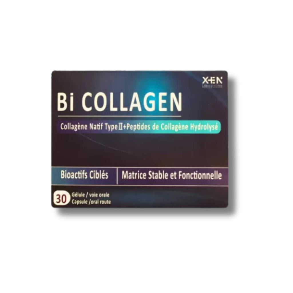 Xen Bi Collagen - Collagène Natif Type II + Peptides Hydrolysés - 30 Gélules