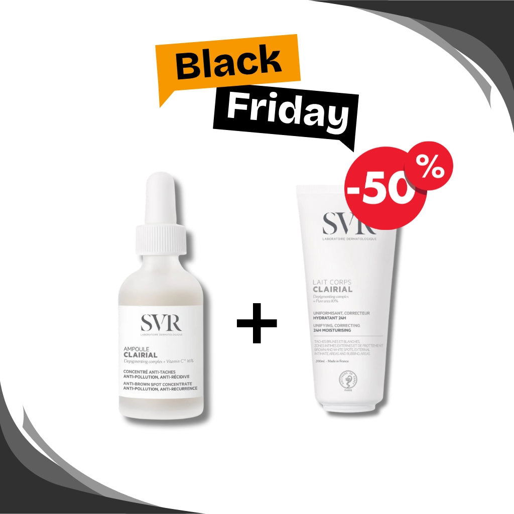 🔥 BLACK FRIDAY SVR Pack Ampoule Clairial 30ml + Lait Corps Clairial 200ml -50% | Anti-Taches Visage Corps 1