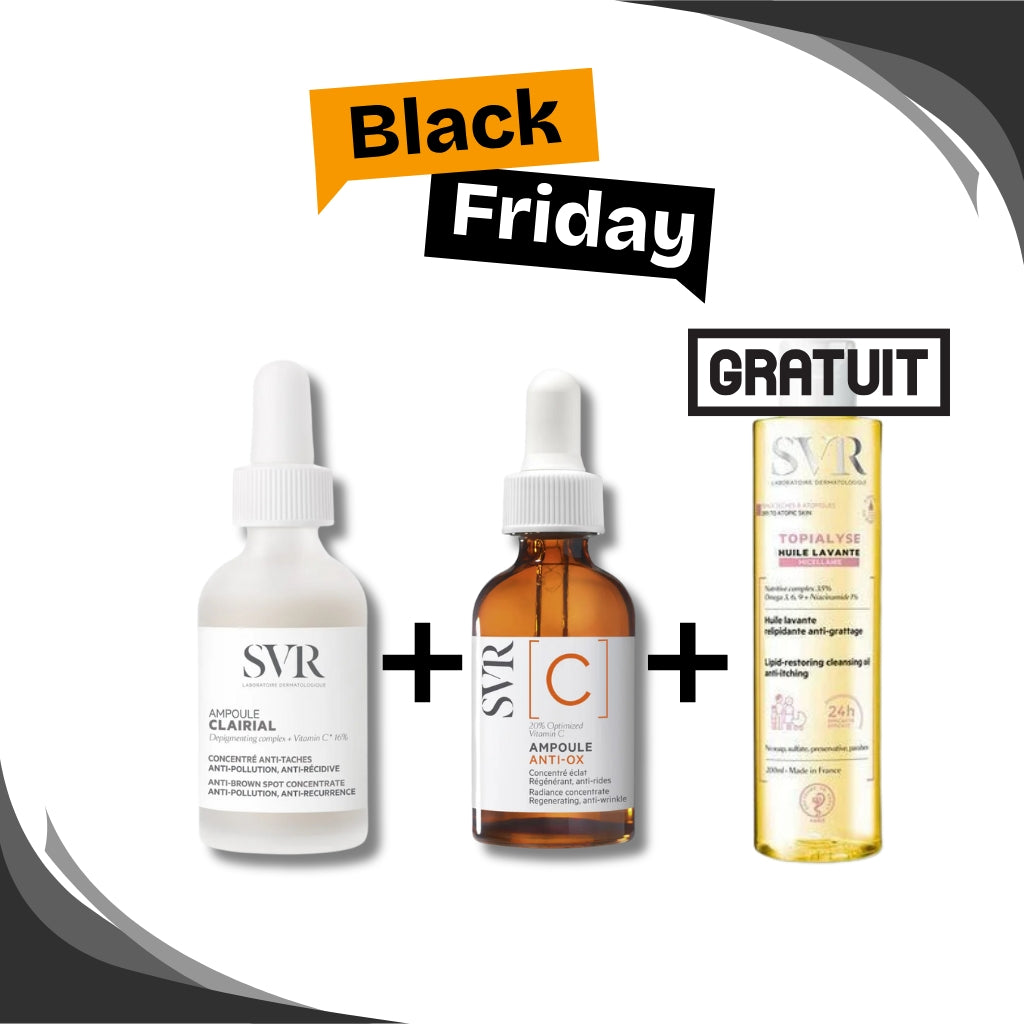 🔥 BLACK FRIDAY SVR Pack Clairial 30ml + Ampoule C 30ml + Huile Topialyse GRATUITE | Anti-Taches Éclat 1