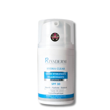 RIVADERM HYDRA CLEAR SPF30 50ml Crème Hydratante Éclaircissante Protection Solaire Tunisie 1