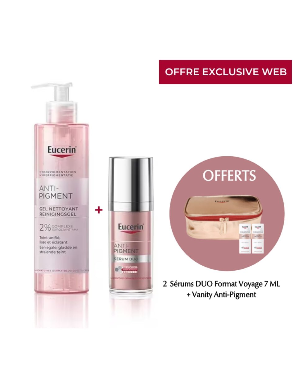 EUCERIN Coffret Anti - Pigment - Gel Nettoyant 200ml + Sérum Duo 30ml + 2 Mini 7ml + Trousse - La Grande Para