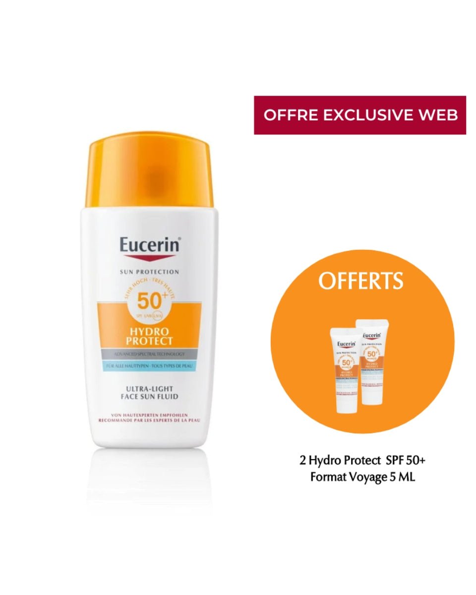EUCERIN Hydro Protect SPF50+ Fluide Visage + 2 Mini 5ml OFFERTS - Offre Exclusive Web - La Grande Para