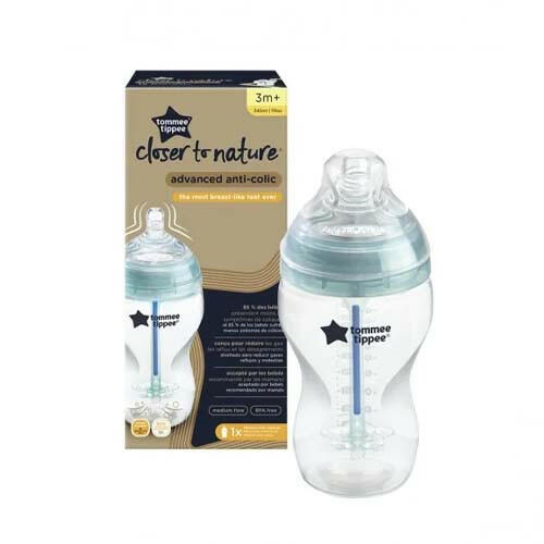 TOMMEE TIPPEE BIBERON ADVANCED ANTI-COLIQUE TURQUOISE 3M+ 340ML.
