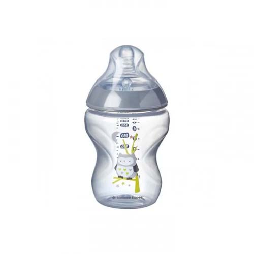 TOMMEE TIPPEE CLOSER TO NATURE BIBERON CHOUETTE GRIS 0M+ 260ML.