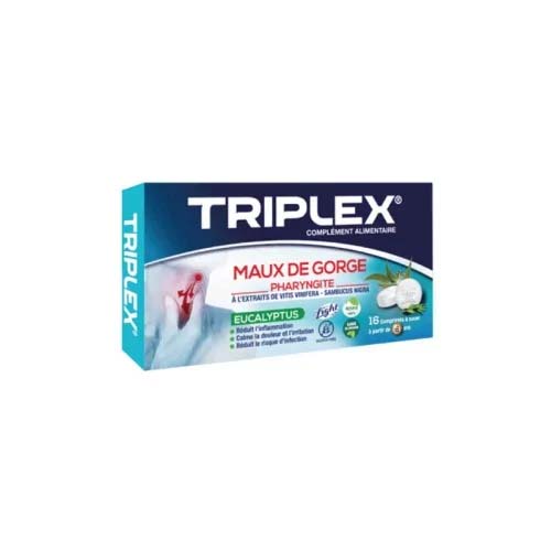 TRIPLEX MAUX DE GORGE PHARYNGITE EUCALYPTUS,16 COMPRIMES