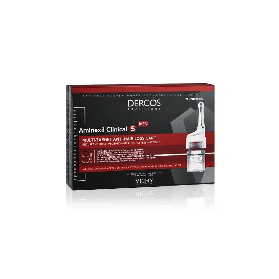VICHY DERCOS AMINEXIL CLINICAL 5 HOMME 21 AMPOULES.