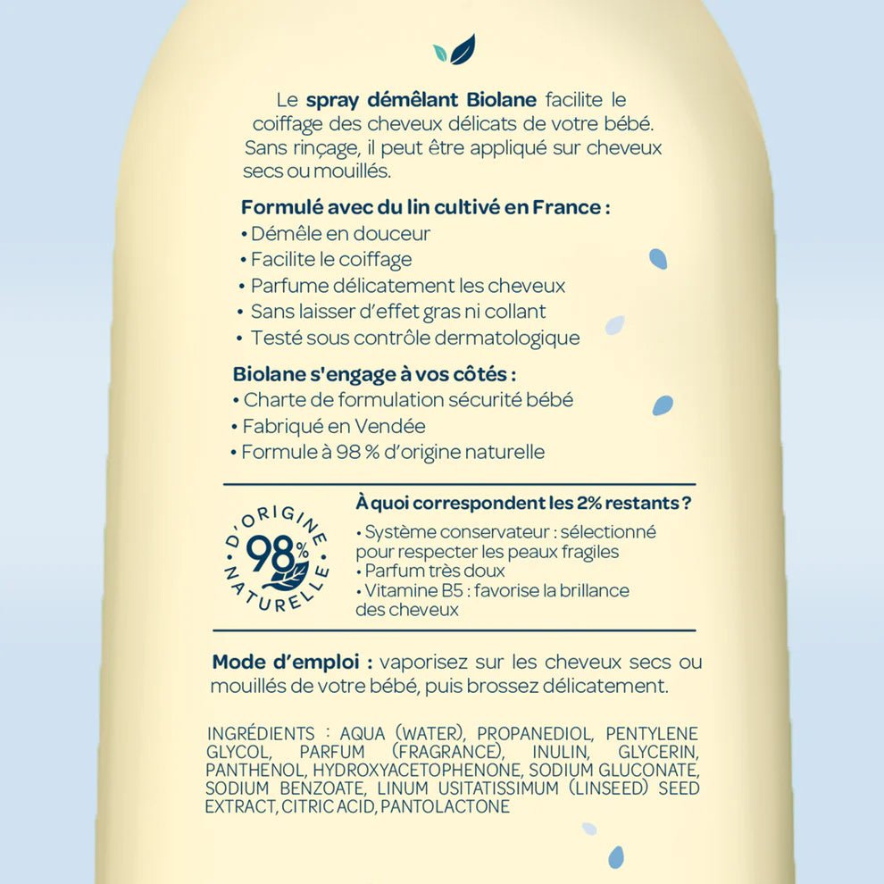 BIOLANE Spray démêlant.
