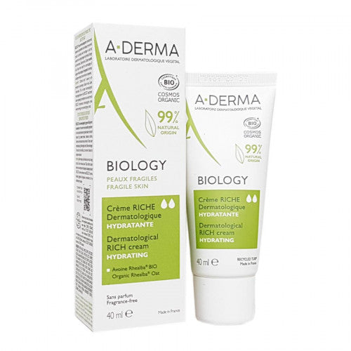 A-DERMA BIOLOGY CREME RICHE HYDRATANTE PEAUX FRAGILES 40ML.