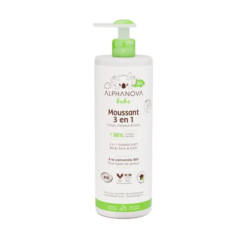 ALPHANOVA BEBE BIO MOUSSANT 3EN1 CORPS CHEVEUX&BAIN MOUSSANT 500ML
