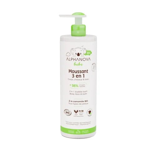 ALPHANOVA BEBE BIO MOUSSANT 3EN1 CORPS CHEVEUX&BAIN MOUSSANT 500ML.