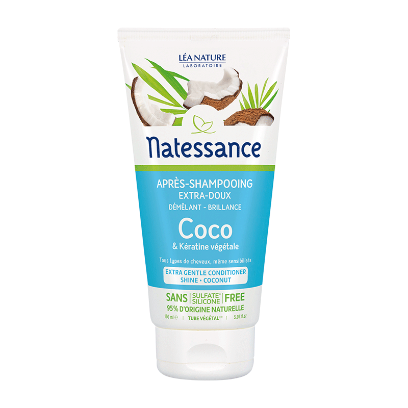 NATESSANCE APRÈS-SHAMPOOING EXTRA-DOUX COCO -150ML - TOUS TYPES DE CHEVEUX, MÊME SENSIBILISÉS -.