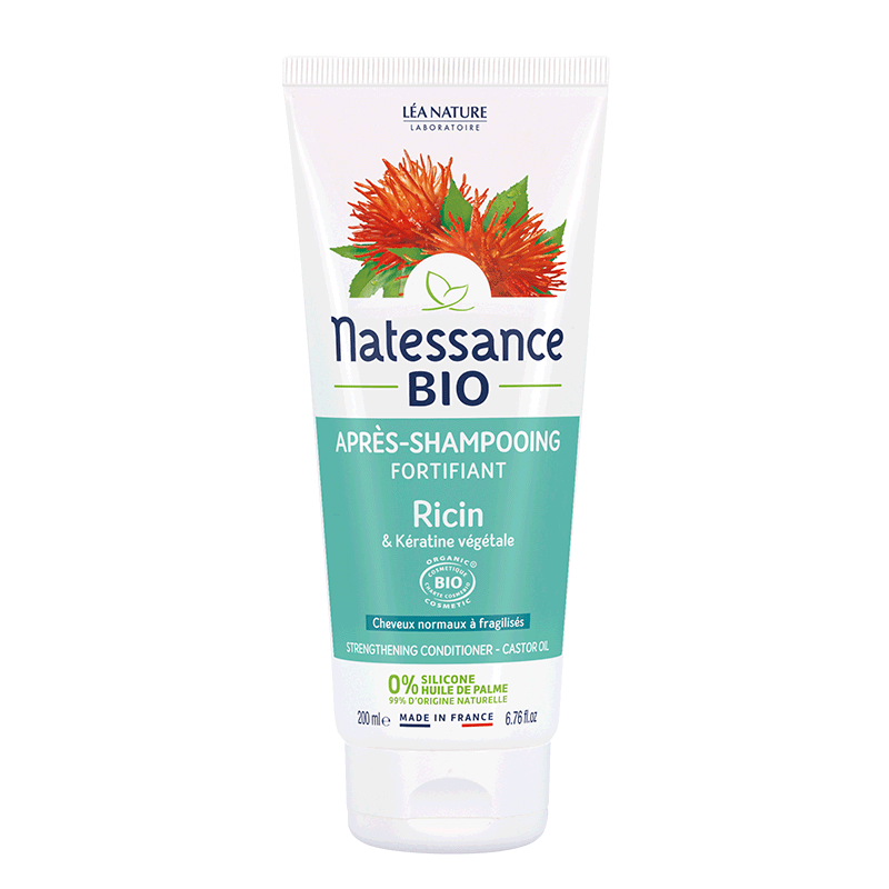 APRÈS-SHAMPOOING FORTIFIANT RICIN BIO - 200ML - CHEVEUX NORMAUX À FRAGILISÉS -.