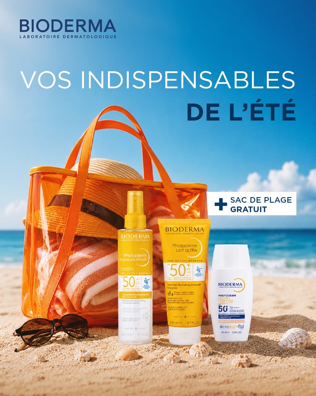 Pack Bioderma Été – 3 Soins Solaires SPF50+ | -10% + Sac de Plage Offert - La Grande Para