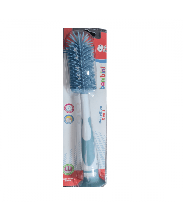 Bambini Goupillon 2 en 1 en silicone Bleu.