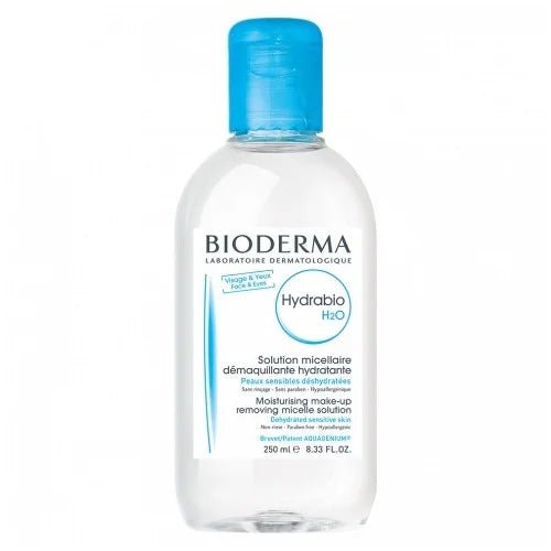 BIODERMA HYDRABIO H2O SOLUTION MICELLAIRE DEMAQUILLANTE HYDRATANTE PEAUX SENSIBLES.