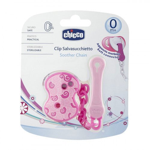 CHICCO ATTACHE SUCETTE CHAINE ROSE.