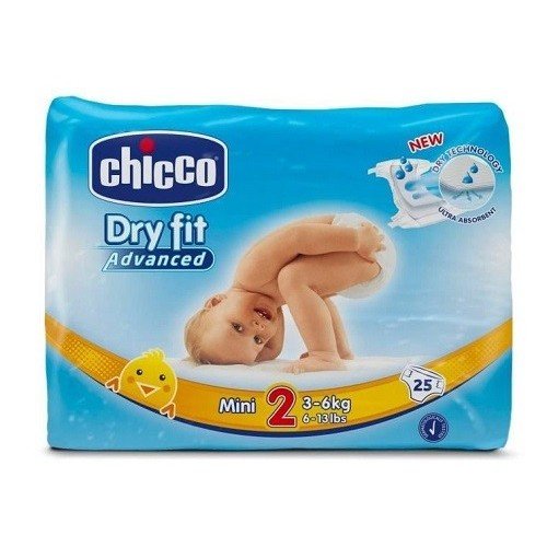 CHICCO DRY FIT COUCHE MINI 3-6KG 25 PIECES.