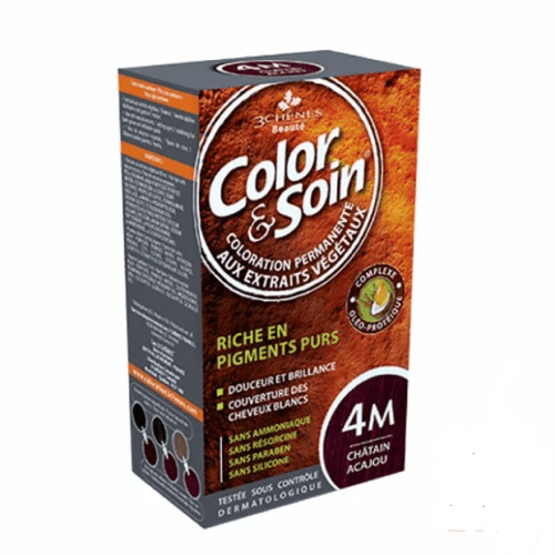 COLOR & SOIN COLORATION CHATAIN ACAJOU 4M.