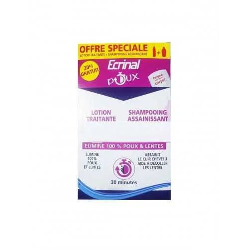 ECRINAL PACK ANTI POUX LOTION+SHAMPOOING (PEIGNE OFFERT).