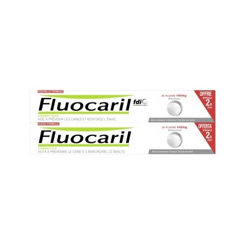 FLUOCARIL DENTIFRICE BLANCHEUR BI-FLUORE LOT DE 2 X 75 ML.
